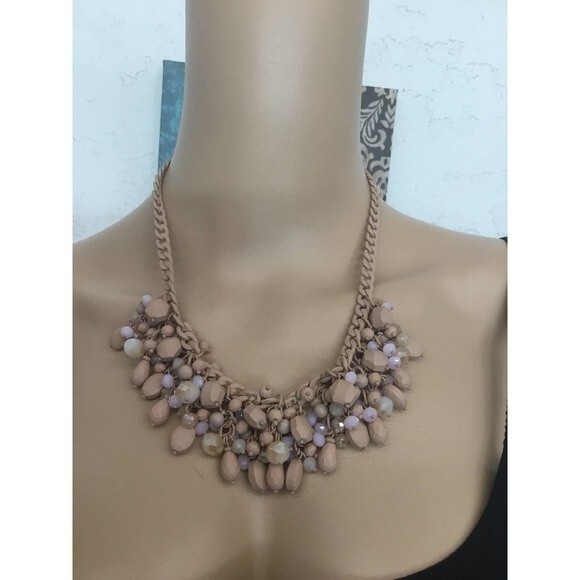 Nude Blush Beaded Collar Necklace - Picture 1 of 3
